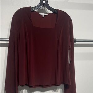 Sympli Deep Burgundy “lantern sleeve” Blouse.